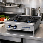 Thumbnail image #2 for Imperial (Middleby) IHPA-2-24 24-Inch Countertop Gas Hot Plate with 2 Open Burners, Standing Pilots, and Adjustable Legs