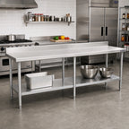 Thumbnail image #2 for Eagle Group Budget Series T24120B-BS 430 Stainless Steel Work Table, 120 x 24 Inches, 4.5-Inch Backsplash, Adjustable Undershelf