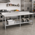 Thumbnail image #2 for Eagle Group Budget Series 120-Inch W x 24-Inch D Stainless Steel Work Table with 4.5-Inch Backsplash and Adjustable Undershelf