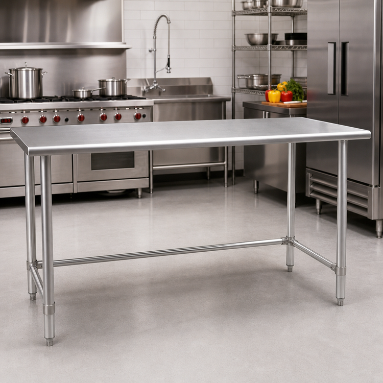 Product image #2 for Omcan USA 72-Inch x 30-Inch Stainless Steel Flat Top Work Table with Open Base