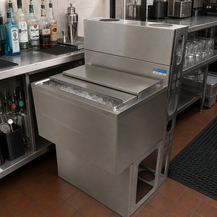 Product image #2 for BK Resources Underbar Stainless Steel Ice Bin with 10-Circuit Cold Plate, 80 lb Capacity