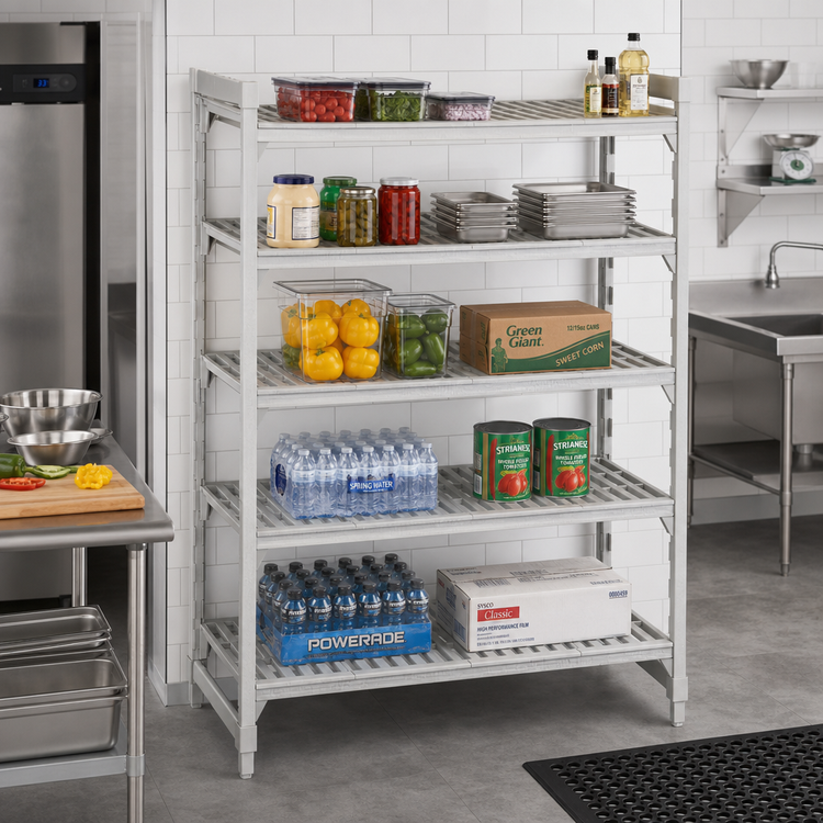 Product image #3 for Cambro Camshelving Premium 5-Tier Vented Stationary Starter Unit, 21 x 60 x 64 Inches, Speckled Gray