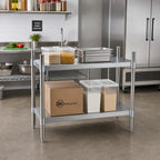 Thumbnail image #2 for BK Resources SSU3-6724 Stainless Steel Dry Storage Shelving Unit, 67"W x 24"D x 38"H, 2 Adjustable Shelves
