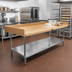 Thumbnail image #2 for Advance Tabco Wood Top Bakers' Table with Stainless Steel Undershelf, 96 x 36 Inches, 4-Inch Rear and Side Splashes