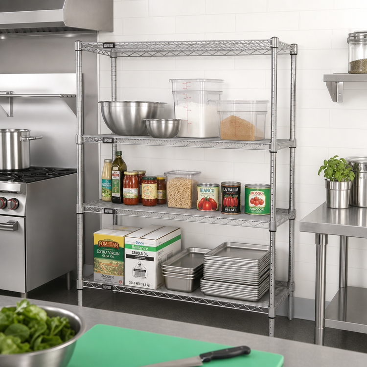Product image #2 for Quantum Wire Shelving Starter Kit, 60W x 30D x 54H, Chrome Plated, Stationary