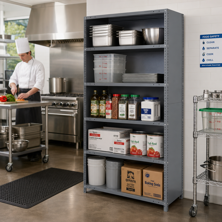 Product image #2 for Quantum IRONMAN Closed Steel Shelving Unit with 8 Shelves, 18 x 36 x 75 Inches