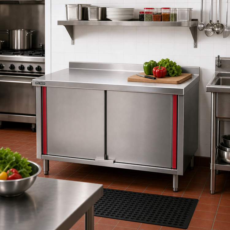 Product image #2 for Spec-Master Marine Series 36-Inch x 30-Inch Stainless Steel Cabinet Base Work Table with Hinged Doors