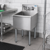 Thumbnail image #2 for BK Resources Budget 1-Compartment Stainless Steel Sink with Legs and 8-Inch Backsplash