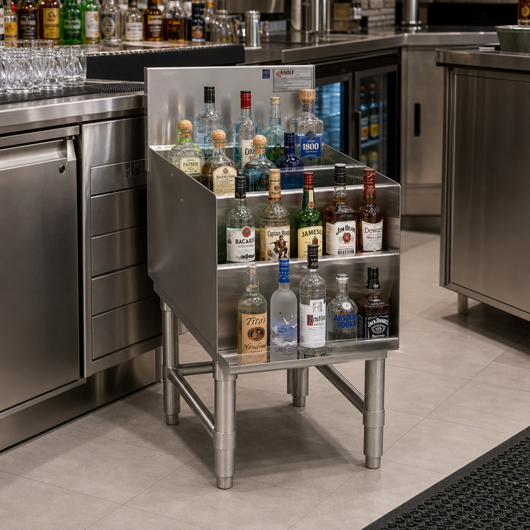 Product image #2 for Eagle Group Spec-Bar 12-Inch Wide x 24-Inch Deep Freestanding Liquor Bottle Display Unit, 4-Step, No Speed Rail