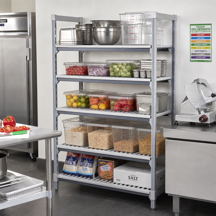 Product image #2 for Cambro Camshelving Elements XTRA 5-Shelf Universal Vented Shelf Kit, 21-Inch x 36-Inch, Speckled Gray