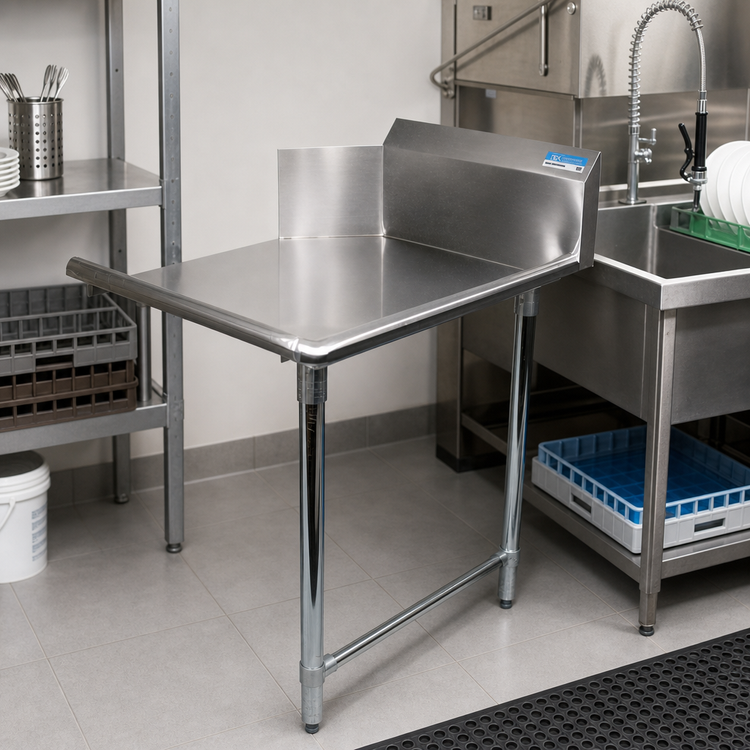 Product image #2 for BK Resources Heavy Duty Straight Clean Dishtable, Left-to-Right, 26 x 30-7/8 x 46-1/4 Inches, 10-Inch Backsplash