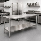 Thumbnail image #2 for Eagle Group Spec-Master T2472SEM 72 x 24 Inch Stainless Steel Work Table with 14-Gauge Top, Marine Edge, and Adjustable Undershelf