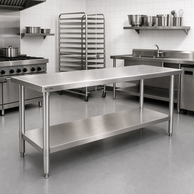 Product image #2 for Eagle Group Spec-Master Marine Series Stainless Steel Work Table with Adjustable Undershelf, 72 x 24 Inches