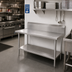 Thumbnail image #2 for Advance Tabco VKG-240 30 x 24 Inch 14 Gauge 304 Stainless Steel Corner Work Table with 10 Inch Backsplash and Adjustable Undershelf