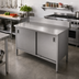Thumbnail image #2 for John Boos Enclosed Work Table with Cabinet Base and Hinged Doors, 108 x 30 Inch, 14-Gauge 300-Series Stainless Steel Top