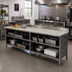 Thumbnail image #2 for John Boos 120-Inch x 30-Inch Poly Top Work Table with Stainless Steel Open Front Cabinet Base and 5-Inch Backsplash