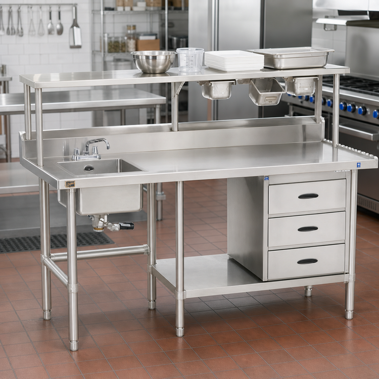 Product image #2 for Duke Manufacturing Single-Compartment Drop-In Work Table Sink with Crumb-Cup Drain, 20-Inch x 20-Inch x 14-Inch Deep