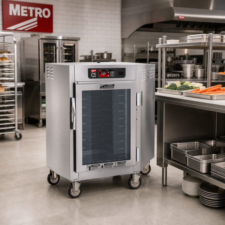 Product image #2 for Metro C5 8 Series 1/2 Height Pass-Thru Heated Holding Cabinet with Touch-Screen Controls and Combination Doors