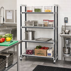 Thumbnail image #2 for Cambro Camshelving® Elements EXU185484V4480 Stationary 4-Tier Vented Polymer Shelving Starter Unit, 18" x 54" x 84", Speckled Gray