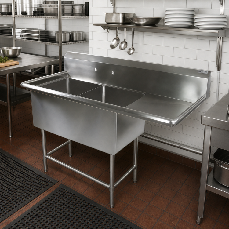Product image #2 for John Boos Pro-Bowl 2-Compartment Stainless Steel Sink with 30-Inch Right Drainboard