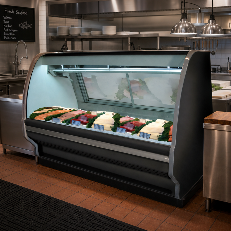 Product image #2 for Howard-McCray 40E Series 99.5-Inch Self-Contained Curved Glass Fish & Poultry Service Case with LED Lighting