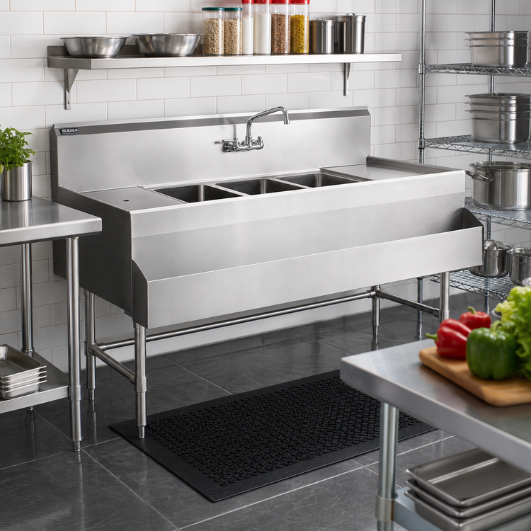 Product image #2 for Eagle Spec-Bar 3-Compartment Underbar Sink with Left Drainboard, 48 x 24 Inches