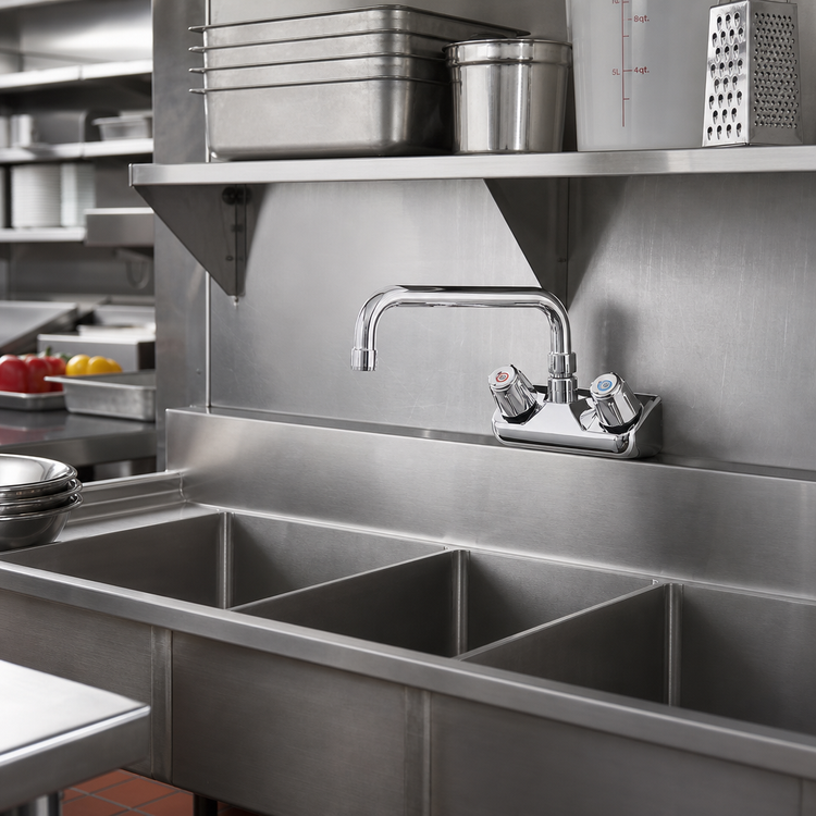 Product image #2 for Commercial Wall-Mount Faucet with 4-Inch Centers and 10-Inch Standard Swing/Swivel Spout