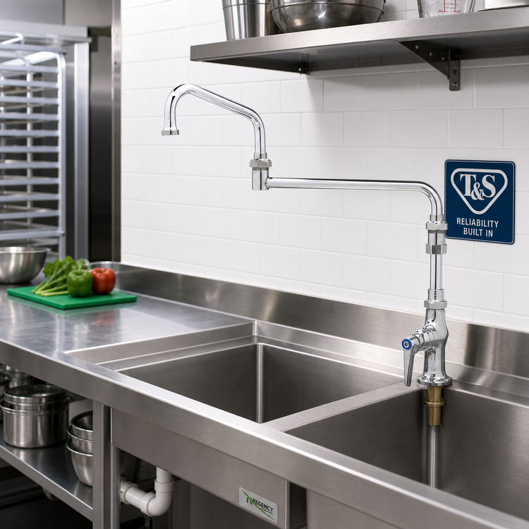 Product image #2 for T&S Brass Single Pantry Deck-Mount Faucet with 18-Inch Double-Joint Swing Nozzle