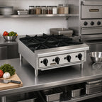 Thumbnail image #2 for Toastmaster (Middleby) TMHP4 24-Inch 4-Burner Manual Gas Countertop Hot Plate, 88,000 BTU, Stainless Steel Front