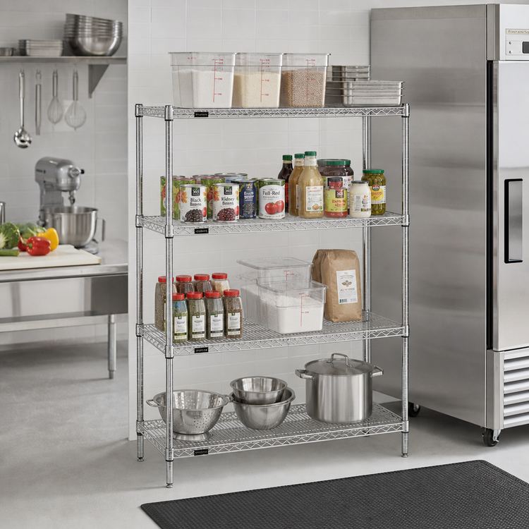 Product image #2 for Redi-Pak 4-Tier Wire Shelving Unit with QuadTruss Design, 48 x 18 x 63 Inches, Chrome Finish