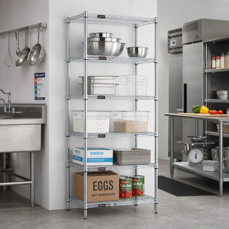 Product image #2 for Eagle Group 24" x 24" x 86" 5-Tier Wire Shelving Starter Unit, Chrome-Plated, Knock-Down