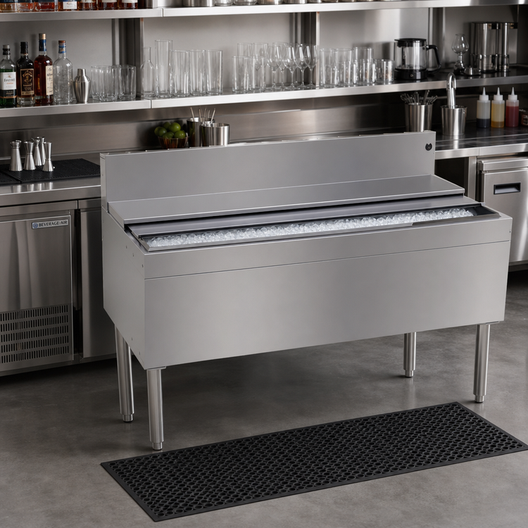 Product image #2 for Glastender Underbar Stainless Steel Ice Bin with 10-Circuit Cold Plate, 48 x 24 Inches, 170 lb Capacity