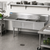 Thumbnail image #2 for BK Resources Three-Compartment Stainless Steel Sink with Left Drainboard, 24 x 24 x 14 Inch Bowls