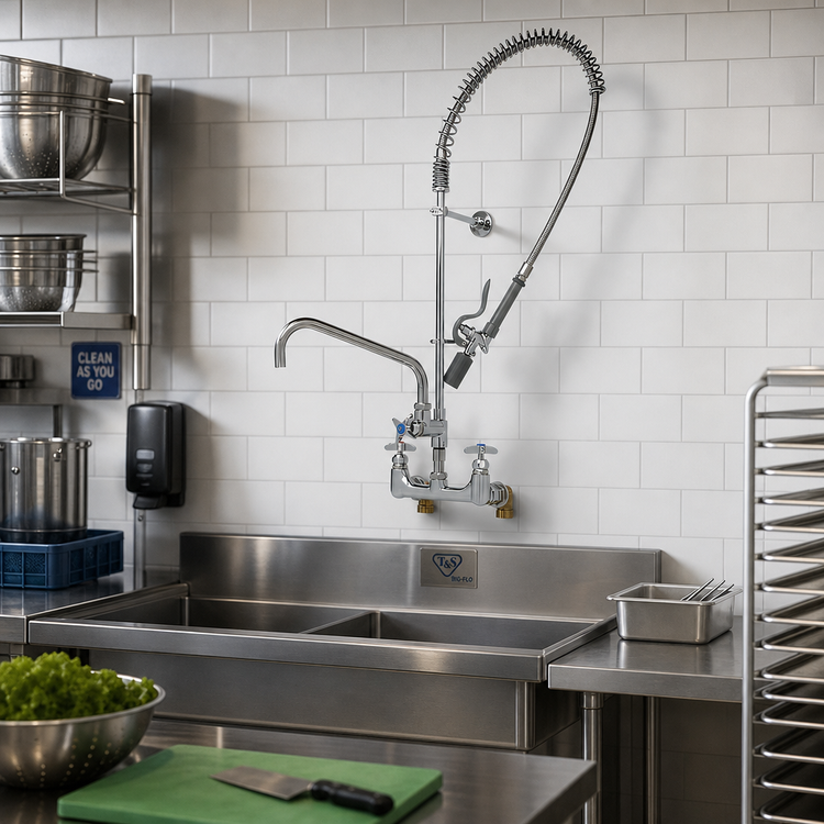 Product image #2 for T&S Brass Big-Flo EasyInstall Wall-Mount Pre-Rinse Unit with Add-On Faucet and 12-Inch Swing Nozzle
