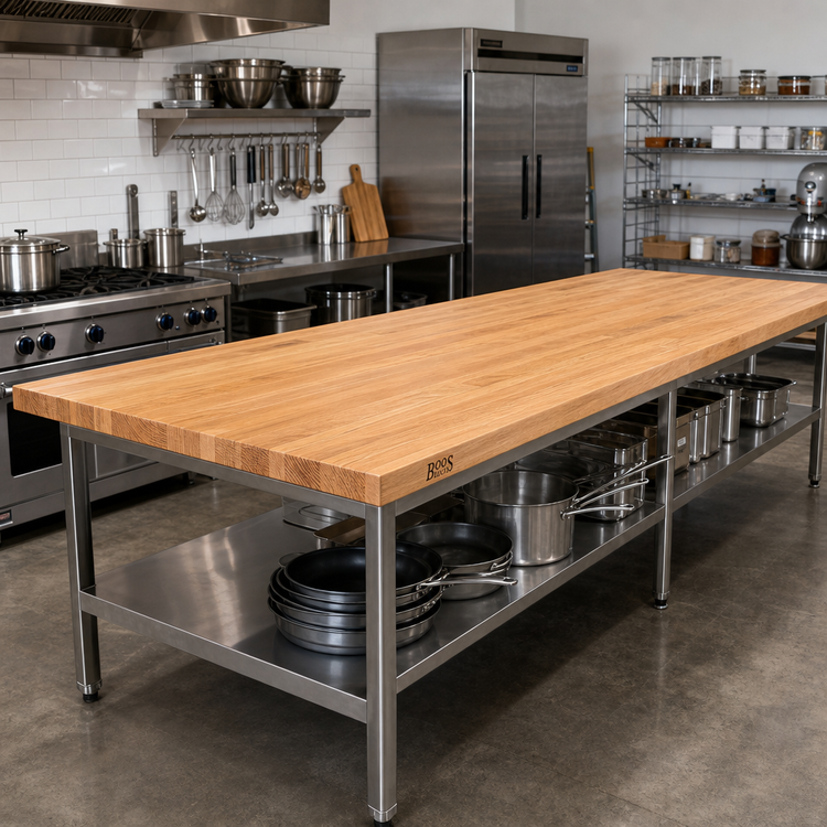 Product image #2 for John Boos Appalachian Red Oak Blended Edge Grain Island Countertop, 132" x 36" x 1-1/2" Thick, Varnique Finish