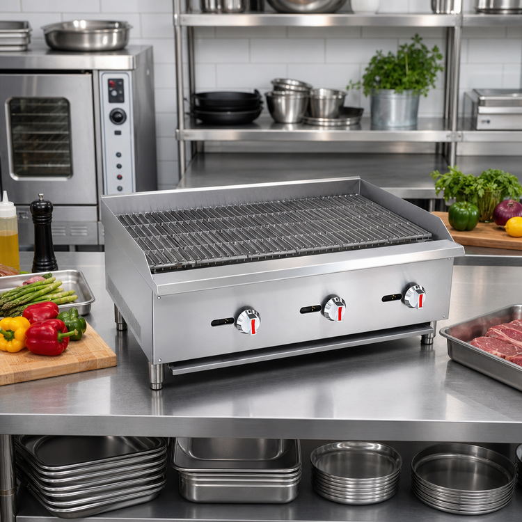 Product image #2 for Sapphire 36-Inch Countertop Gas Charbroiler with 3 U-Shaped Burners, NG/LP