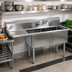 Thumbnail image #2 for BK Resources Two-Compartment Stainless Steel Sink with Left Drainboard, 52-1/2 x 25-13/16 Inches