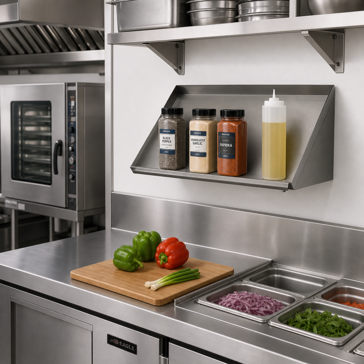 Product image #2 for Eagle Group BlendPort® Solid Slanted Wall-Mounted Rack Shelf, 21 Inch Wide, Stainless Steel