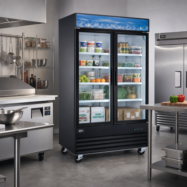 Product image #2 for Two-Section Reach-In Glass Door Display Refrigerator, Bottom Mount, 45 Cu. Ft.