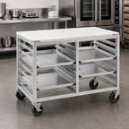 Thumbnail image #2 for Channel Manufacturing DS2410/P Double-Section Aluminum Bun Pan Rack Work Table, Poly Top, End Load, 10 Full-Size Pan Capacity