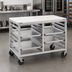 Thumbnail image #2 for Channel Manufacturing Double Section Aluminum Bun Pan Rack Work Table with Poly Top, End Load, 10 Full-Size Pan Capacity
