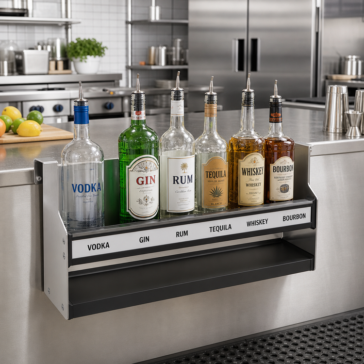 Product image #2 for Glastender 12-Inch Single Clip-On Speed Rail with Clear Lift-Off Liquor ID Cover