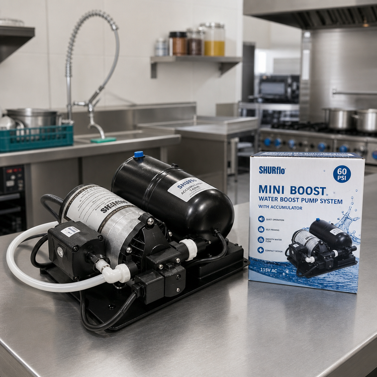 Product image #2 for Shurflo Mini 60 PSI Water Boost Pump System with Accumulator, 115V