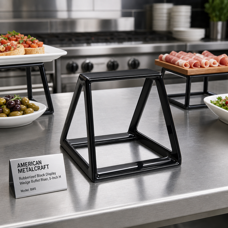Product image #3 for American Metalcraft Rubberized Black Display Wedge Buffet Riser, 5-Inch H