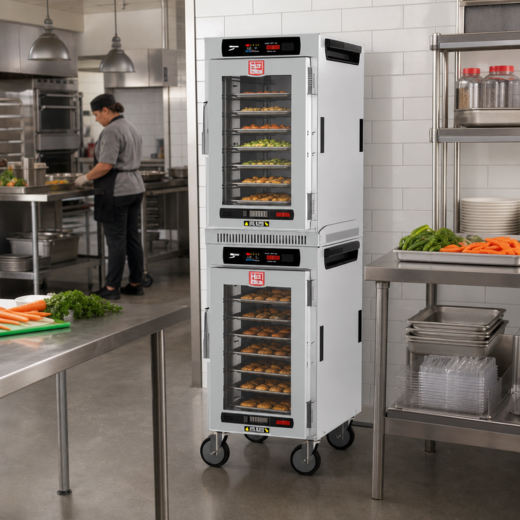 Product image #3 for Metro HotBlox Narrow Dual Cavity Mobile Insulated Holding Cabinet, Clear Door, Touchscreen Controls