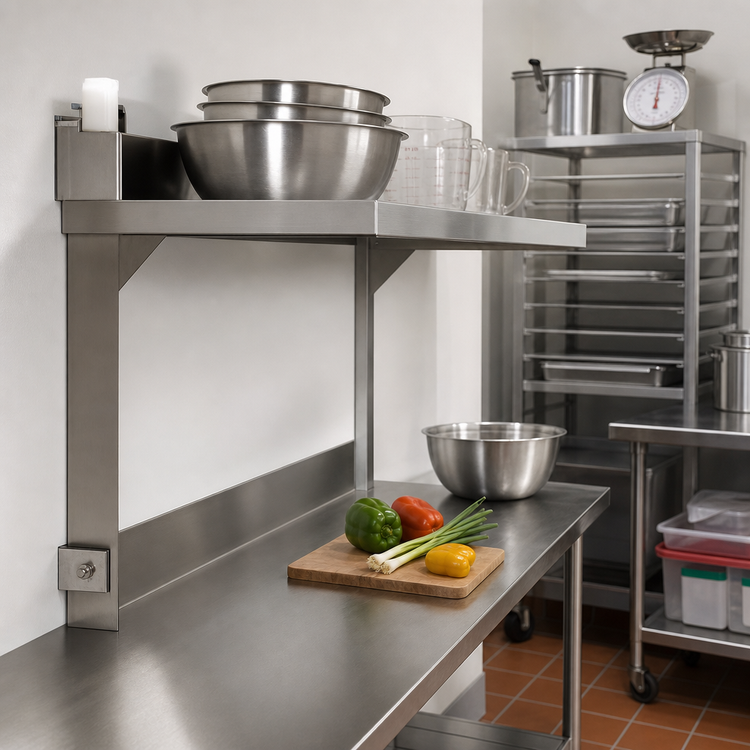 Product image #2 for Eagle Group 24 Inch Right Single Knob Stainless Steel Foot Bracket for Cantilevered Shelving