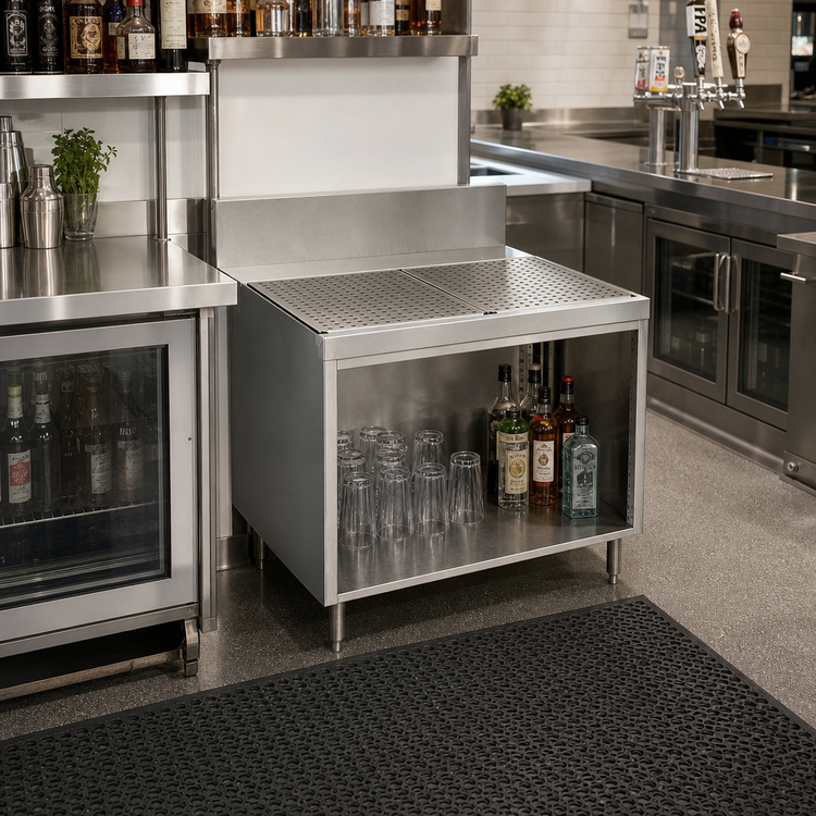 Product image #2 for Advance Tabco Prestige Supreme Underbar Stainless Steel Drainboard Cabinet, 18W x 30D x 36H