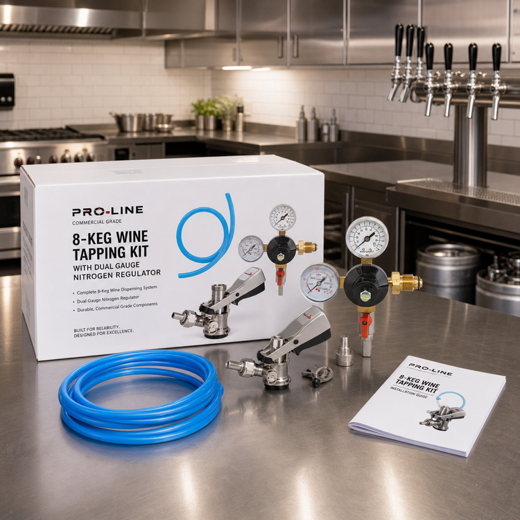 Product image #2 for Pro-Line 8-Keg Wine Tapping Kit with Dual Gauge Nitrogen Regulator