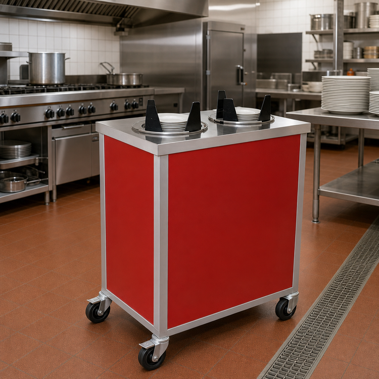 Product image #2 for Atlas Metal MEPD3H-9-1/8 Heated Mobile Triple Plate Dispenser with Enclosed Base