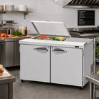 Thumbnail image #2 for Turbo Air PRO PST-48-08S-N-FCL 48-1/4-Inch 2-Section Sandwich/Salad Prep Table, 8-Pan Rail, Flat Clear Lid